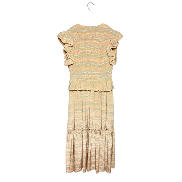 Ulla Johnson NWT Silk Bendetta V-Neck Ruffle Midi Dress Opal Size 6 - Picture 4 of 9